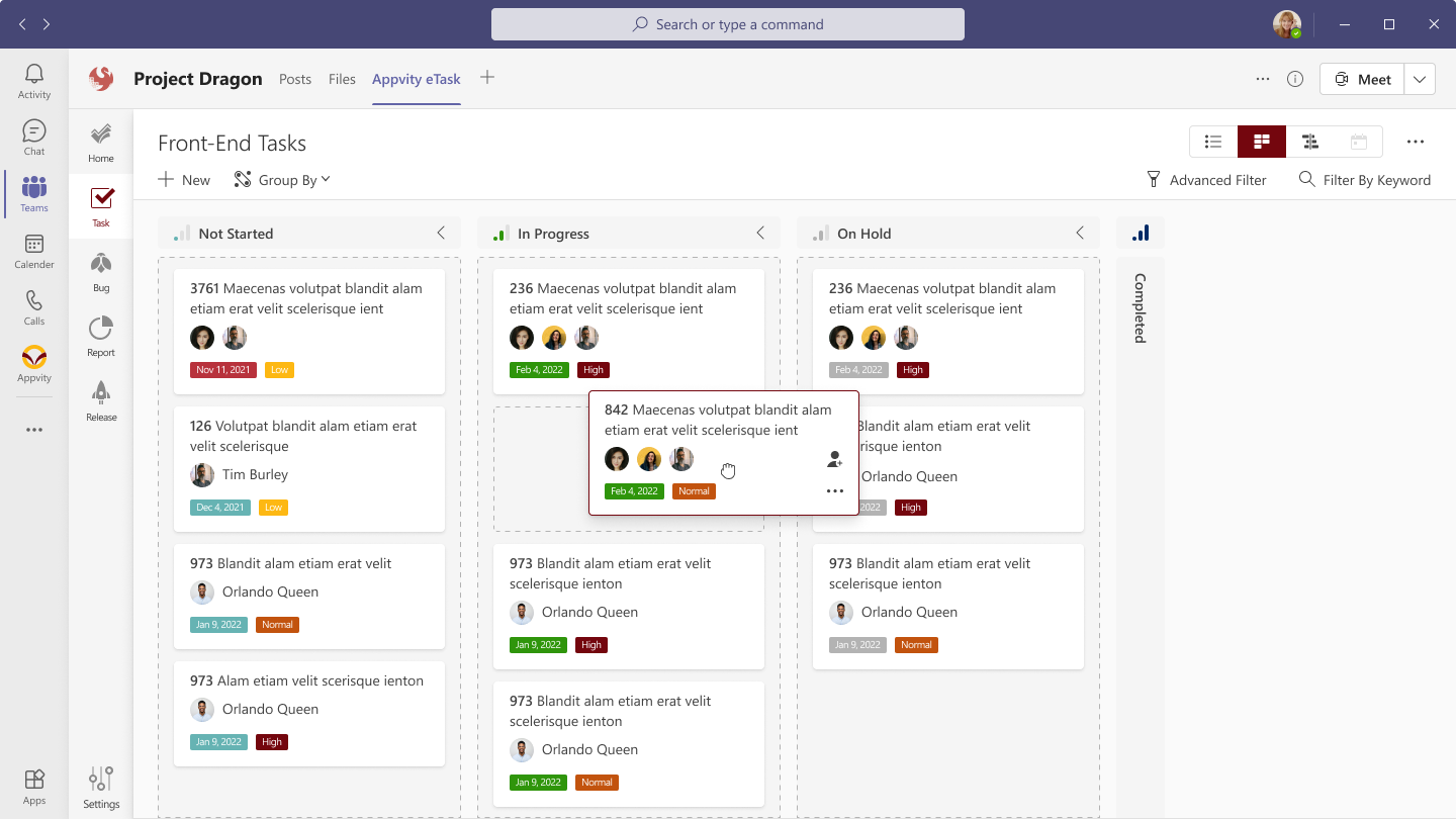 eTask Task List View