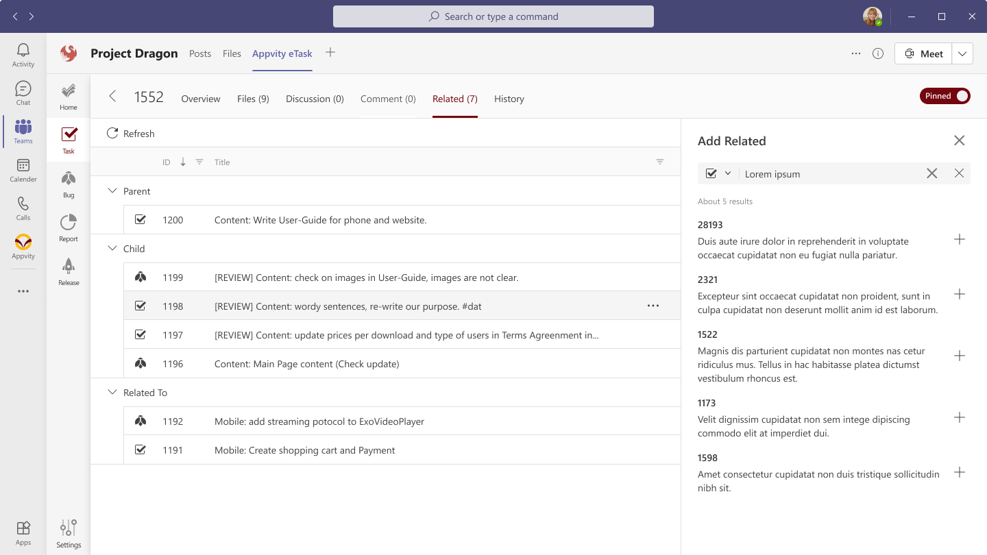 eTask Task List View