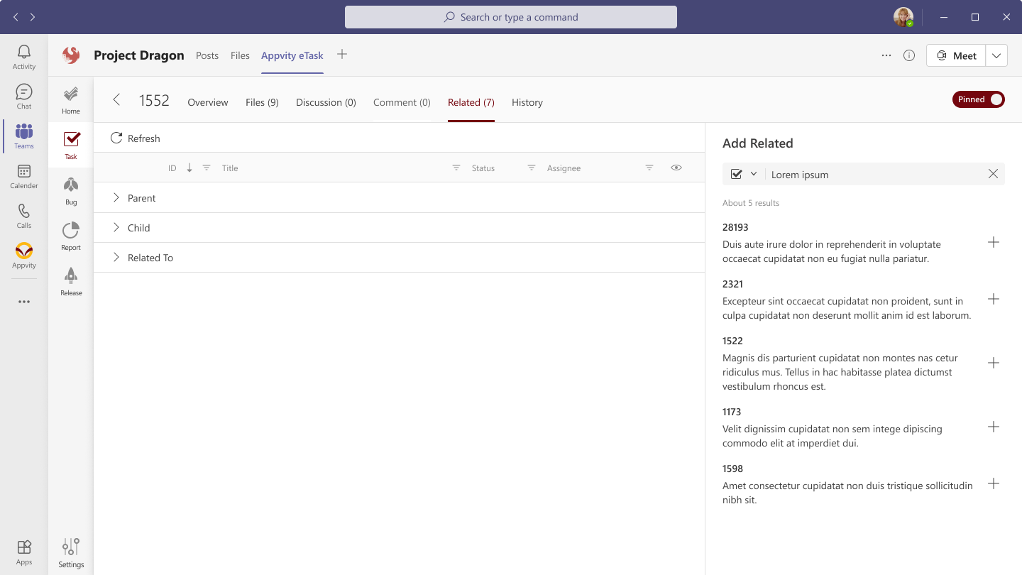 eTask Task List View
