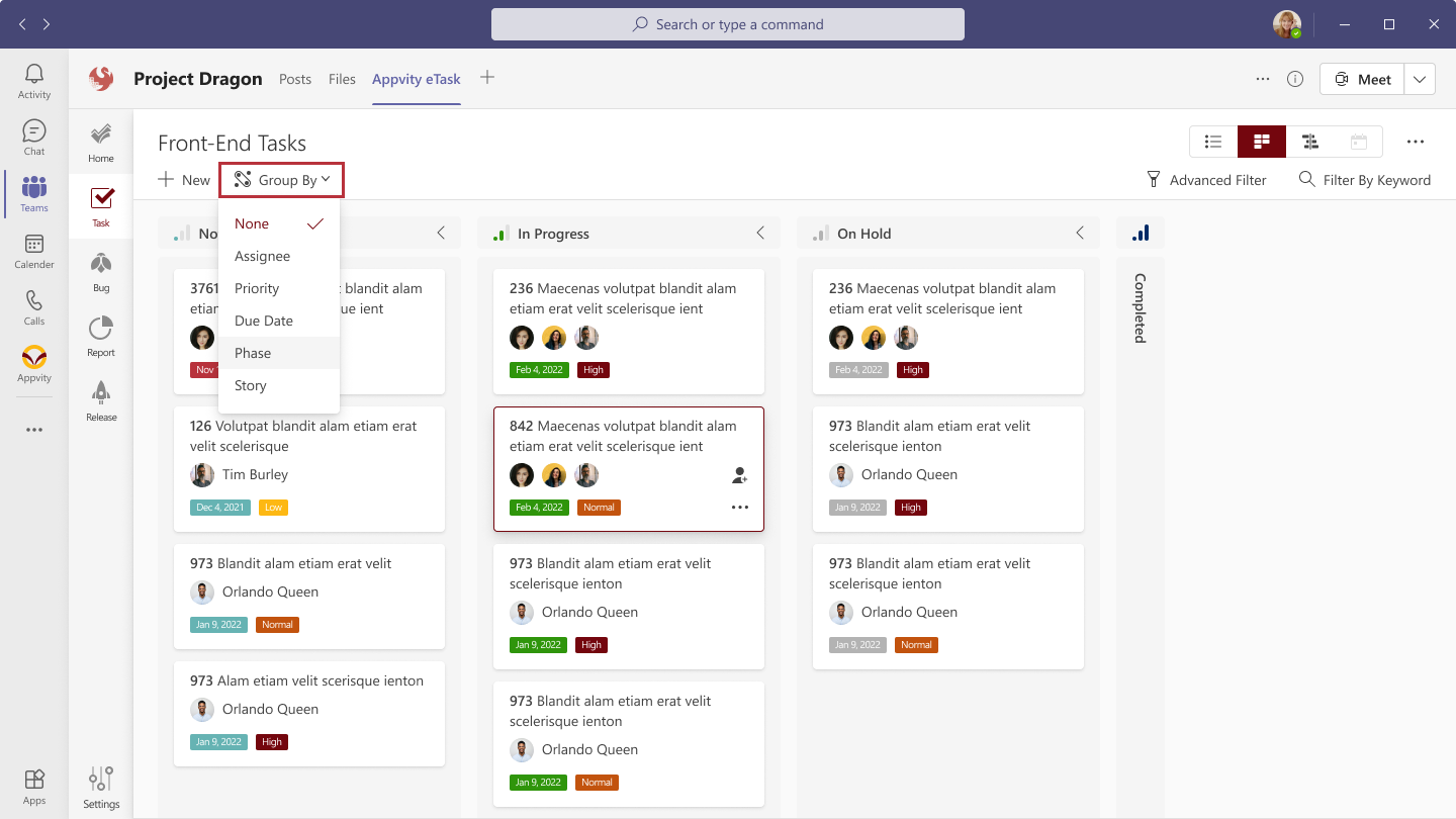 eTask Task List View